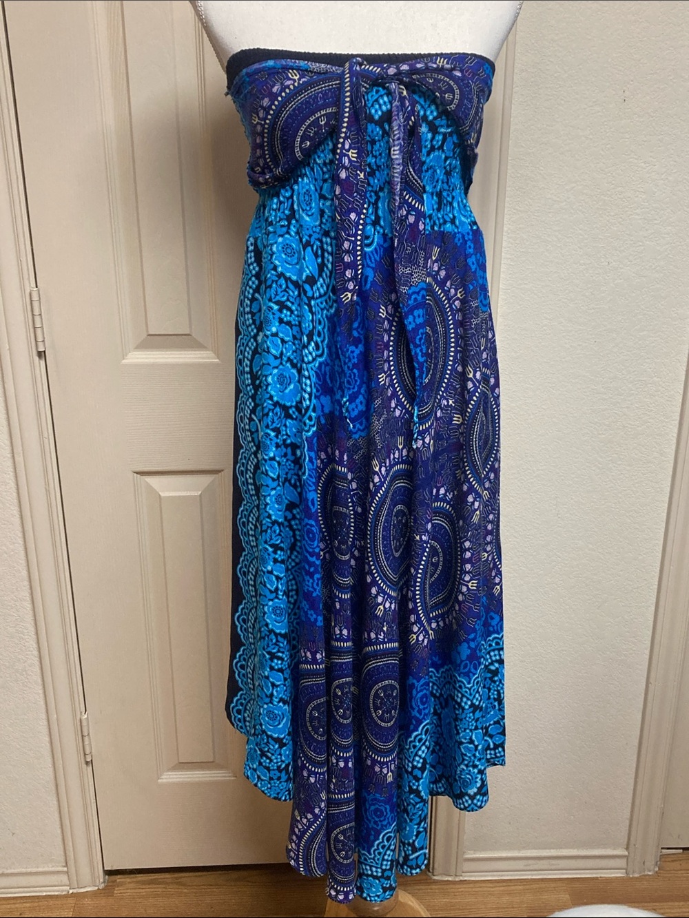 Fair Trade Bangkok Pants Bold Pattern Maxi Skirt or Halter Dress Sz L - Picture 10 of 11